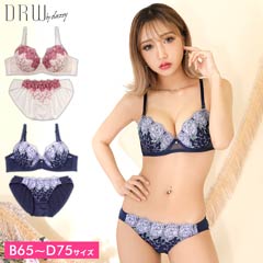 ラージローズ刺繍ブラジャー&フルバックショーツ