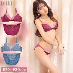 【EFサイズ】グラデレースブラジャー＆フルバックショーツ