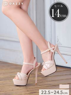 4/22新作![14cmヒール]エナメルツイストビジューストラップキャバヒールサンダル[dazzyオリジナル]