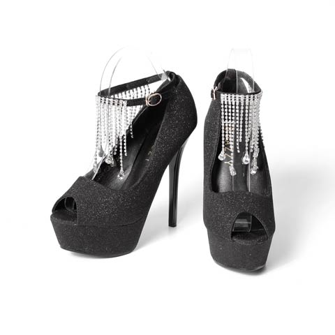 7/2新作![13.5cmヒール]ゴージャスラメビジューフリンジオープントゥキャバヒールパンプス[dazzyオリジナル](ブラック-22.5cm)