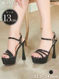 [13cmヒール]ワンカラーナローストラップキャバヒールサンダル[dazzyオリジナル]