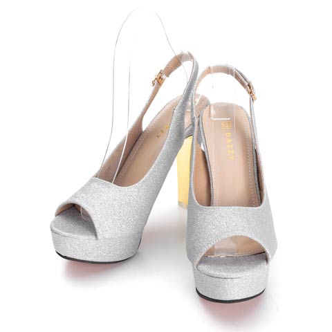 10/31新作![11.5cmヒール]足元輝く！安定感抜群バックストラップ付きキャバヒール[dazzyオリジナル](シルバー-22.5cm)