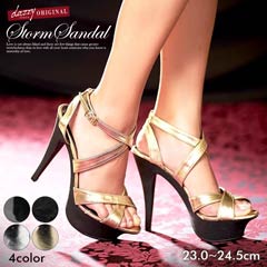 [13cmヒール]美脚クロスアンクルくびれストームサンダル