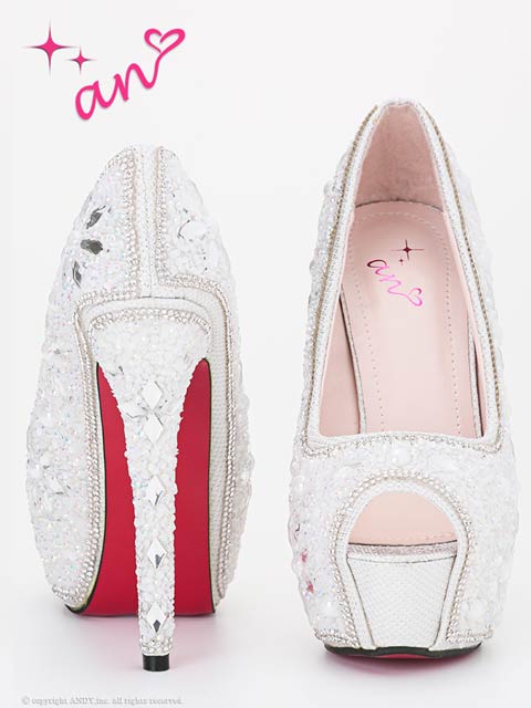 [an][15cmヒール]ゴージャスフラワービジューオープントゥキャバヒールパンプス[AOC-SH009]