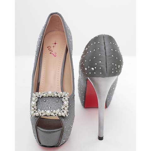 11/28新作!【今だけポイント20倍】[an]スクエアパールビジューストーンオープントゥキャバヒールパンプス[AOC-SH055](グレー-Sサイズ)