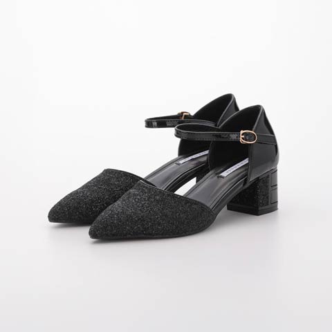 1/28新作![5cmヒール]グリッターポインテッドトゥキャバヒールパンプス(ブラック-22.5cm)