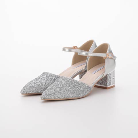 1/28新作![5cmヒール]グリッターポインテッドトゥキャバヒールパンプス(シルバー-22.5cm)