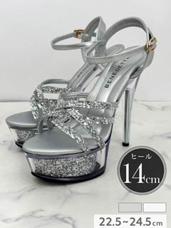 1/28新作![14cmヒール]グリッタークリアヒールキャバヒールサンダル