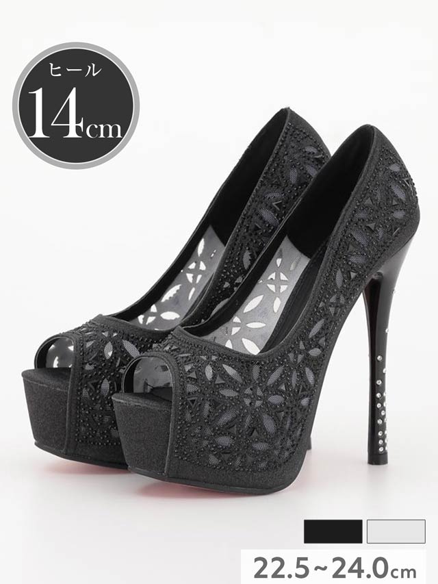 1/30新作![14cmヒール]花柄シアーキャバヒールパンプス