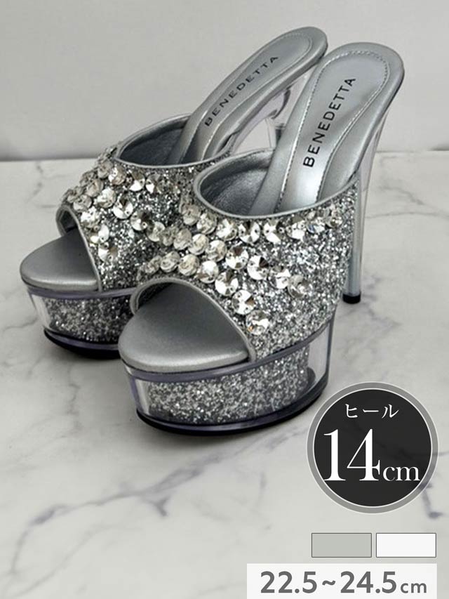 1/30新作![14cmヒール]グリッタースパンコールキャバヒールサンダル