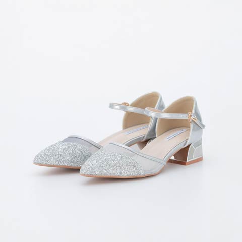 2/9新作![4cmヒール]ミラーモザイクキャバヒールパンプス(シルバー-22.5cm)