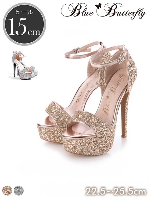 7/25再入荷![15cmヒール]グリッターラメプラットフォームキャバヒールサンダル[9001a][COMEX]