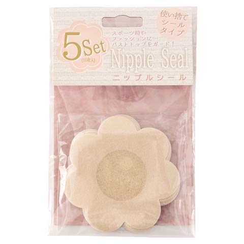 7/2新作!フラワー型ニップレスシール[5セット](ベージュ-ｻｲｽﾞ無)