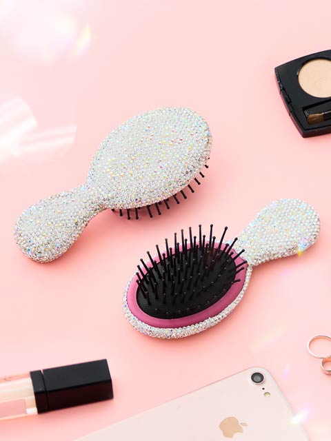 オーロラストーンビジューハンディヘアブラシ