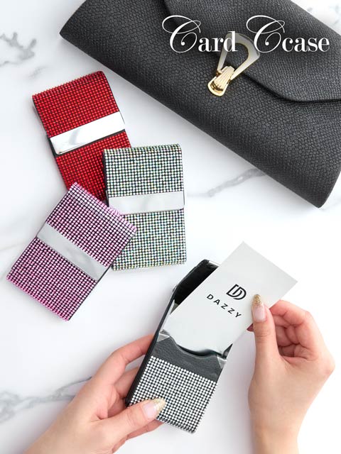 フロントシルバーグリッタービジューデザイン名刺入れ