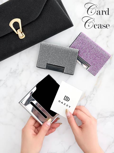 9/9再入荷!スクエアカットグリッタービジューデザイン名刺入れ