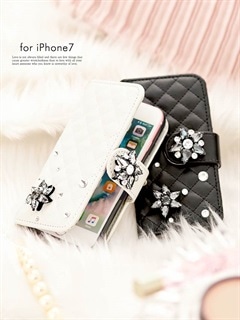 iphone7/ラインストーン付き手帳型iphoneケース