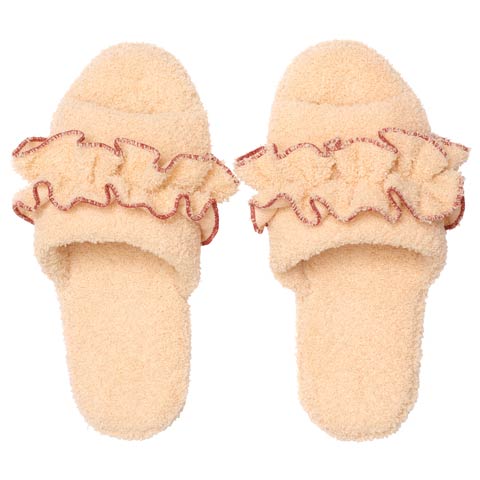 マイクロファイバーメロウフリルルームシューズ(サーモンピンク-フリー)