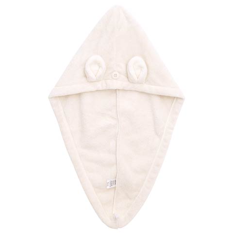 9/18再販!くま耳付きヘアドライキャップ(アイボリー-ヘアキャップ)