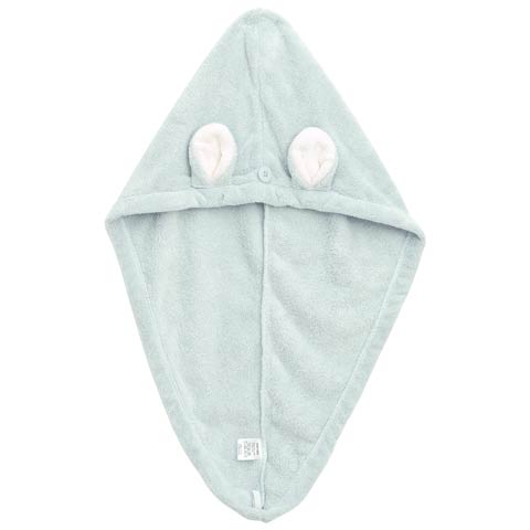 9/18再販!くま耳付きヘアドライキャップ(ブルー-ヘアキャップ)