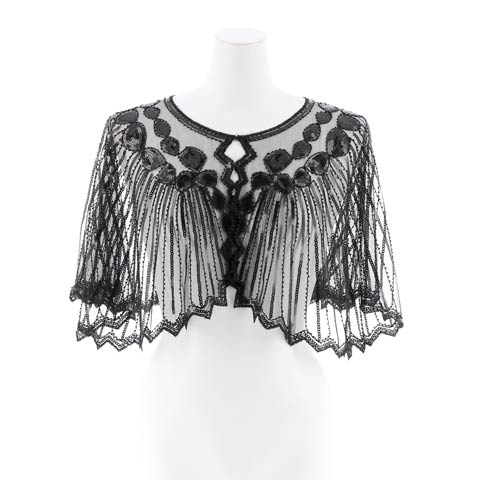 スパンコールシアーショール(ブラック-フリーサイズ)