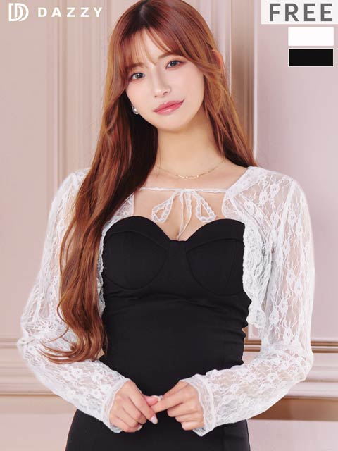 2/12新作!上品レース×ふんわりフリルの長袖ボレロ