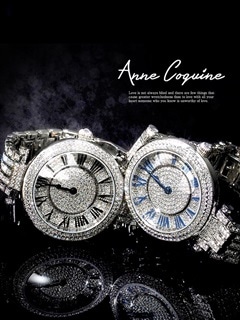 全2種]Anne Coquine-アンコキーヌ- ぐるぐる時計ステンレス×ビジュー3 