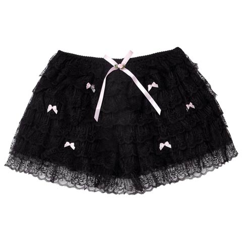 11/5新作!キュートリボンティアードフリルペチパンツ(ブラック-フリー)