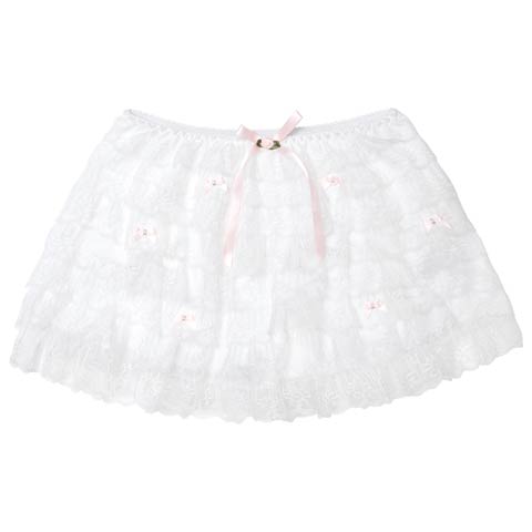 11/5新作!キュートリボンティアードフリルペチパンツ(ホワイト-フリー)