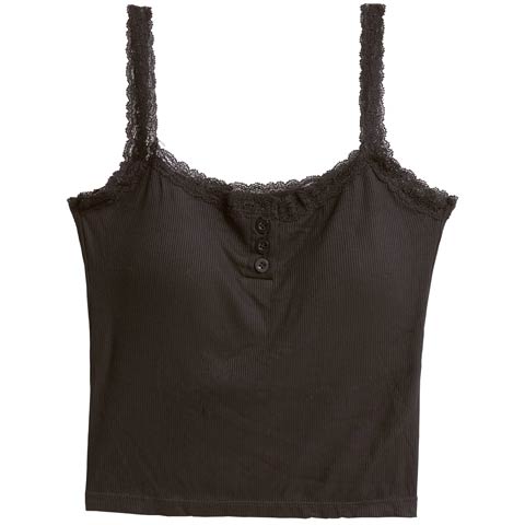 11/26新作!フロントボタンレースカップ付きキャミソール(ブラック-フリー)