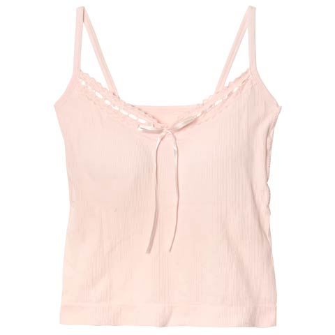 11/24新作!ガーリーレースリボンカップ付きキャミソール(ピンク-フリー)