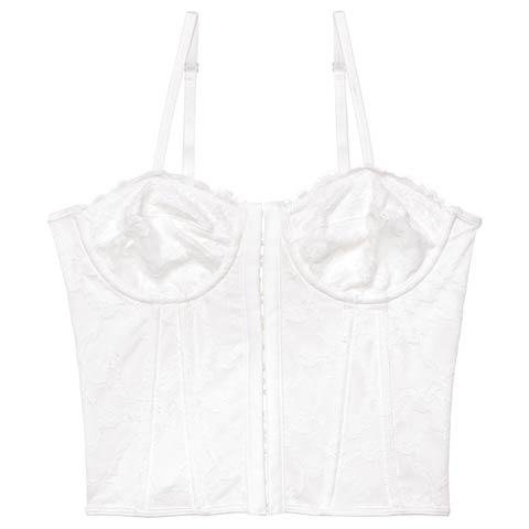 1/30新作!コルセット風レースアップビスチェ(ホワイト-S)