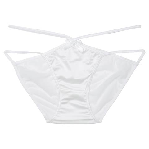 1/23新作!クロスストリングバック透けフルバックショーツ単品(ホワイト-M)