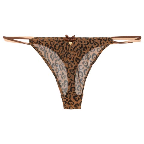 1/26新作!ハートチャーム付きレオパードTバックショーツ単品(ブラウン-フリー)