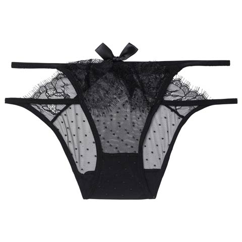 1/23新作!ダブルストリングドットバック透けフルバックショーツ単品(ブラック-フリー)