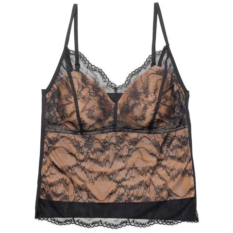 3/13新作!シアーヌーディレースカップ付きキャミソール(ブラック-フリー)