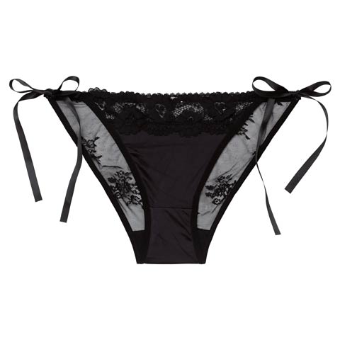 3/4新作!エリシアリボンレースサイド紐フルバックショーツ単品(ブラック-フリー)