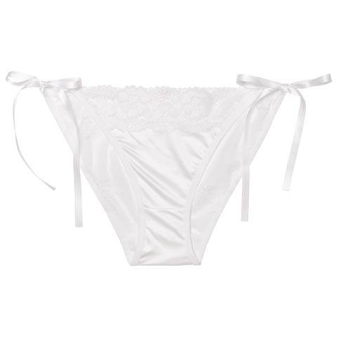 3/4新作!エリシアリボンレースサイド紐フルバックショーツ単品(ホワイト-フリー)