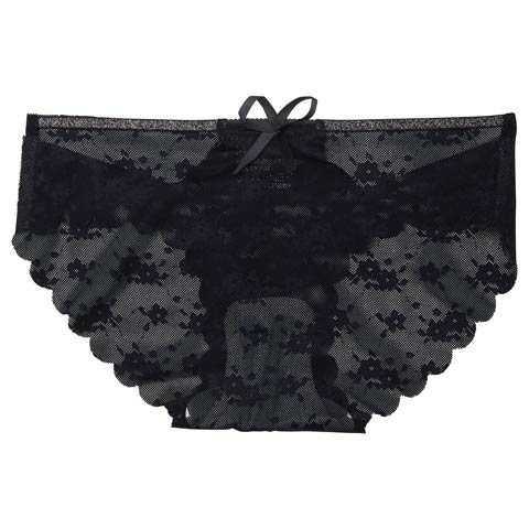 2/9新作!スカラップフラワーコードフルバックショーツ単品(ブラック-M)