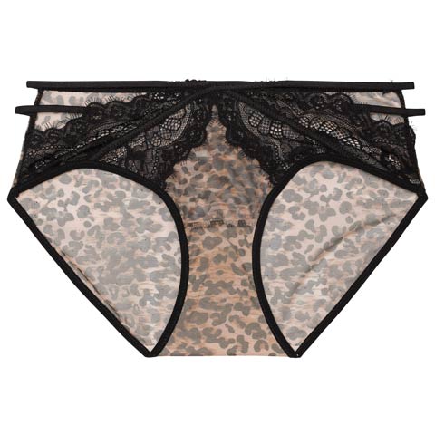 2/9新作!レオパードコードレースフルバックショーツ単品(ブラウン-フリー)