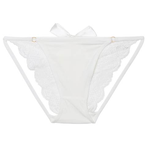 2/6新作!バックリボンレースバック透けフルバックショーツ単品(ホワイト-フリー)