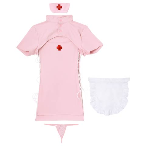 9/17新作![4点セット]キューティーナースコスプレランジェリー(ピンク-フリー)