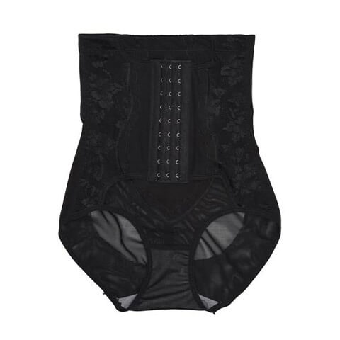 2/20再販!ウエストくびれキープ機能付きレースハイウエストガードル単品/補正下着(ブラック-M)