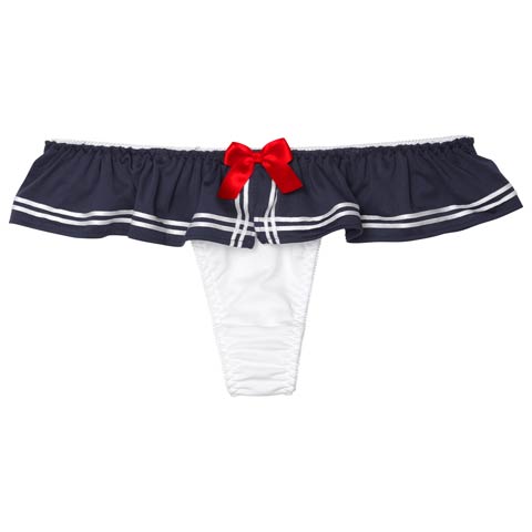 2/21新作!フリルリボンセーラー風Tバックショーツ単品[おそろいショーツ](オフホワイト-M)