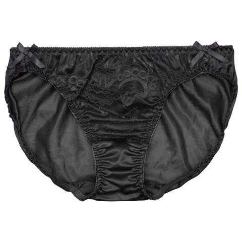 6/9新作!サイドリボンフルールレースフルバックショーツ単品(ブラック-M)