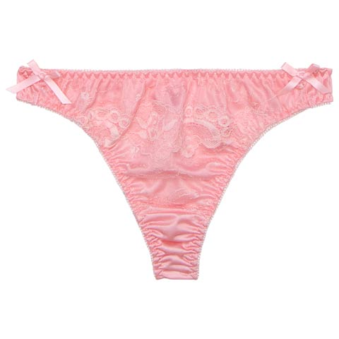 6/9新作!サイドリボンフルールレースTバックショーツ単品(ピンク-M)