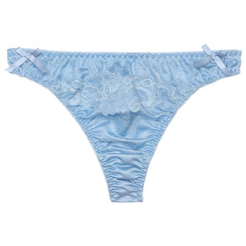 6/9新作!サイドリボンフルールレースTバックショーツ単品(サックス-M)