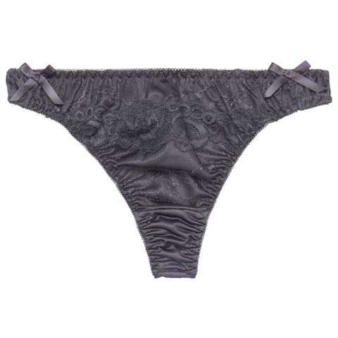 6/9新作!サイドリボンフルールレースTバックショーツ単品(グレー-M)