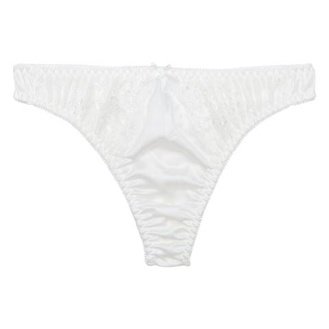 【Tバック】プレーンレースリボンTバックショーツ単品(ホワイト-M)