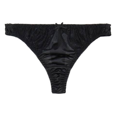 【Tバック】プレーンレースリボンTバックショーツ単品(ブラック-M)